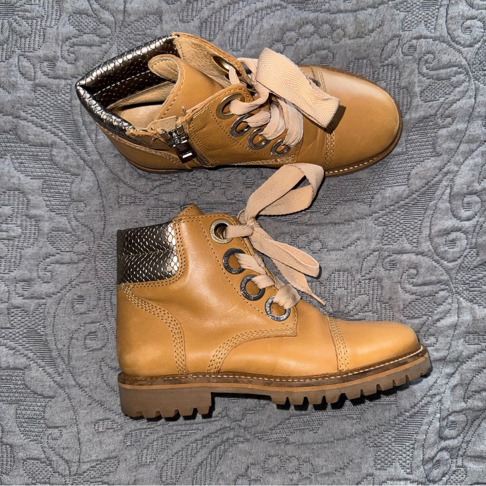 Zadig & Voltaire Combat Joe Boots Lace-up Leather Tan 6